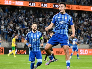 David Strelec (Slovan) sa raduje po strelení gólu