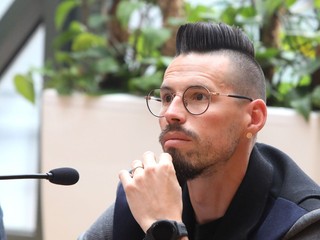 Marek Hamšík počas tlačovej konferencie.
