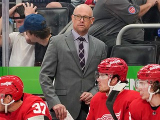 Tréner Jeff Blashill na striedačke Detroitu.
