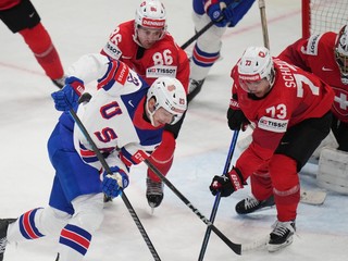 Fotka z finále MS v hokeji 2025 Švajčiarsko - USA. 