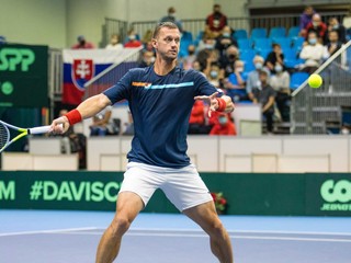 Slovenský tenista Filip Polášek počas zápasu Davis Cupu.