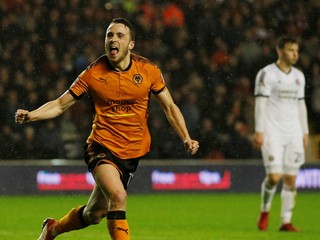 Diogo Jota v zápase Wolverhampton Wanderers - Sheffield United v Championship vo februári 2018.
