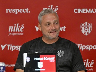 Tréner Trnavy Michal Ščasný počas tlačovej konferencie pred 3. predkolom Európskej konferenčnej ligy medzi CS Universitatea Craiova a FC Spartak Trnava.