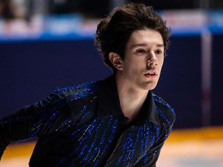 Adam Hagara počas krátkeho programu mužov na 33. ročníku Memoriálu Ondreja Nepelu.