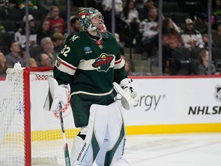 Filip Gustavsson v bránke Minnesota Wild.