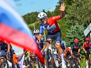 Lukáš Kubiš počas 3. etapy pretekov Okolo Slovenska 2025.