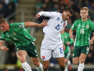 Dávid Strelec v zápase proti Severnému Írsku.