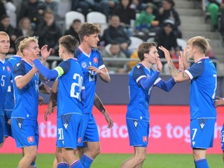 Gólová radosť hráčov Slovenska počas kvalifikačného zápasu ME 2027 hráčov do 21 rokov Slovensko - Moldavsko.