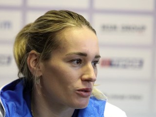 Paulína Bátovská Fialková počas tlačovej konferencie Slovenského zväzu biatlonu (SZB).