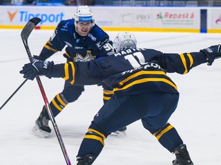 Danick Martel (Spišská Nová Ves) sa teší z gólu.