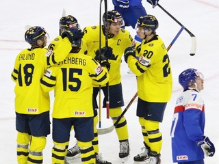 Fotka zo zápasu Slovensko - Švédsko na MS v hokeji hráčov do 20 rokov 2026.