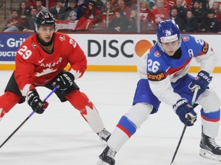 Fotka zo zápasu Slovensko - Kanada na MS v hokeji hráčov do 20 rokov 2026.