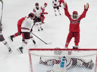 Nikolaj Ehlers (24) sa teší z gólu Dánov.