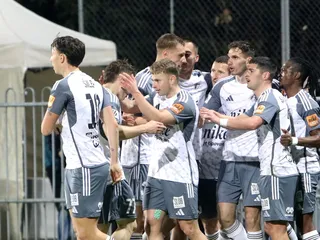 Gólová radosť Podbrezovej počas zápasu štvrťfinále Slovnaft Cupu FK Železiarne Podbrezová - FC Spartak Trnava.