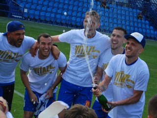 Postupová radosť hráčov FC Nitra.