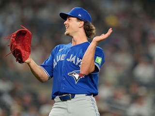 Slovenský bejzbalista Toronta Blue Jays Adam Macko počas zápasu zámorskej MLB New York Yankees - Toronto Blue Jays.