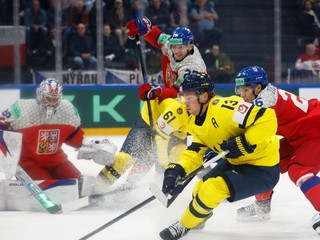 Fotka zo zápasu Švédsko - Česko na MS v hokeji 2026.