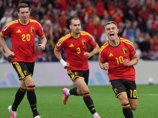 Futbalisti Belgicka oslavujú gól proti Novému Zélandu na MS 2026.