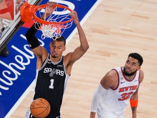 Victor Wembanyama počas tretieto finále play-off NBA.