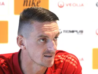 Kapitán klubu MFK Dukla Róbert Polievka počas tlačovej konferencie pred novou sezónou Niké ligy.