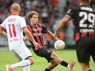 Filip Trello a Georgi Rusev počas 2. predkola Konferenčnej ligy FC Spartak Trnava - CSKA 1948 Sofia.