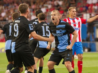 Gólová radosť hráčov Slovan Liberec.