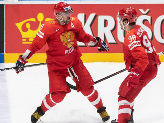 Alexander Ovečkin a Michail Sergačov v drese Ruska.