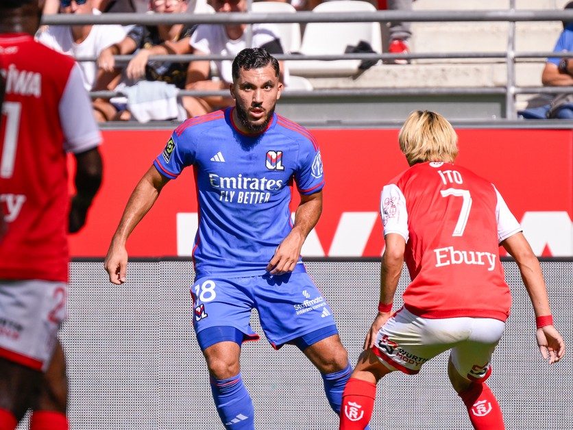 Momentka zo zápasu Stade Reims - Olympique Lyon.