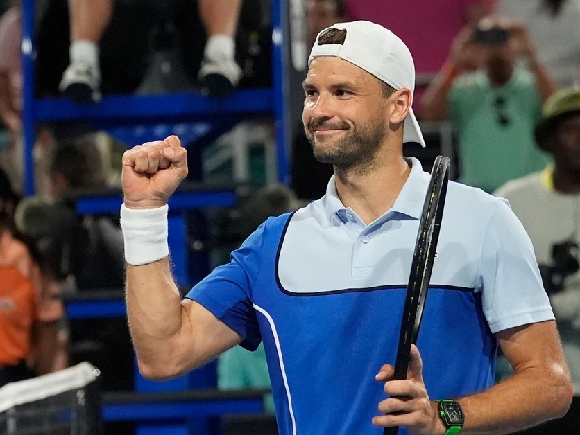 Grigor Dimitrov na turnaji ATP v Miami 2024.