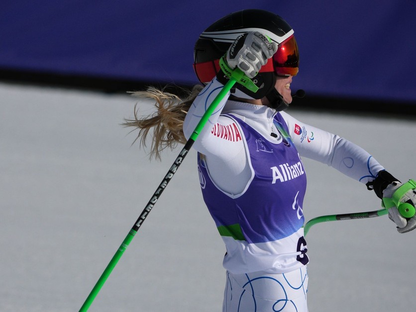 Alexandra Rexová sa raduje v cieli super-G 