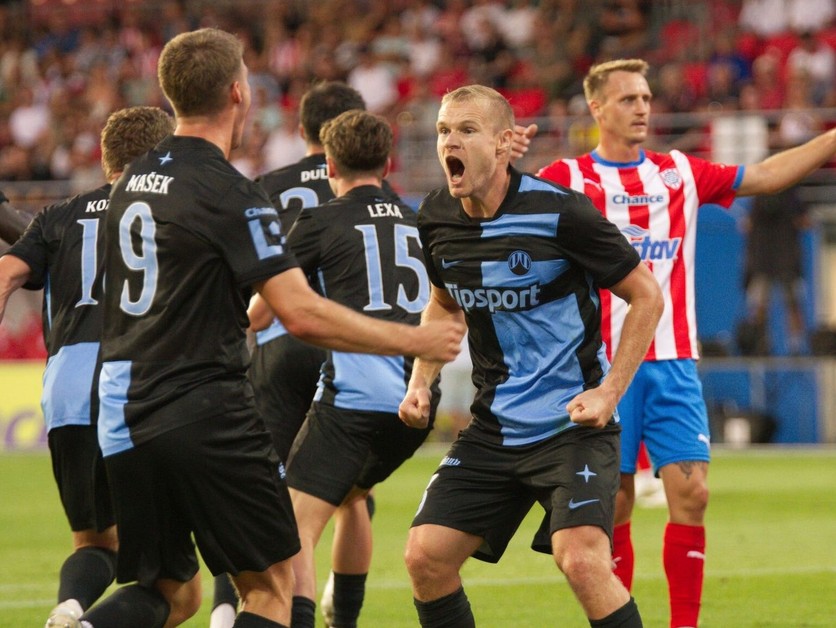Gólová radosť hráčov Slovan Liberec.