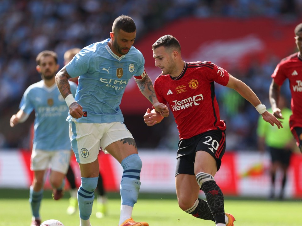 Fotka zo zápasu Manchester United - Manchester City.