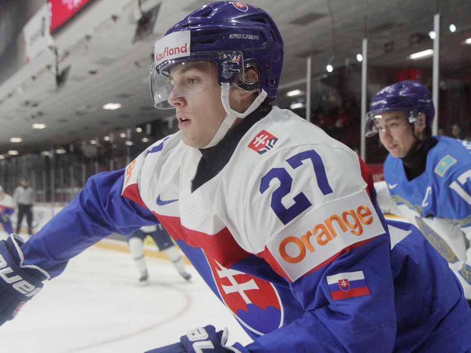 Róbert Fedor v zápase Slovensko - Kazachstan na MS U20 2025