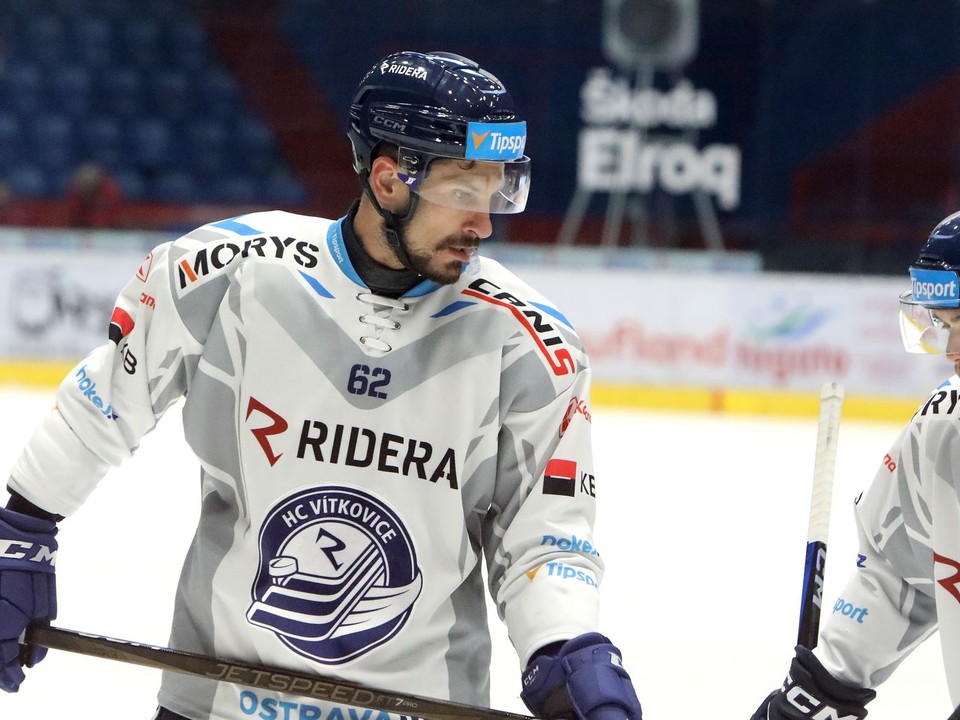 Slovenský útočník Marek Hrivík v drese HC Vítkovice Ridera.
