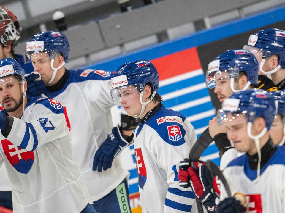 Na snímke slovenskí hokejisti.