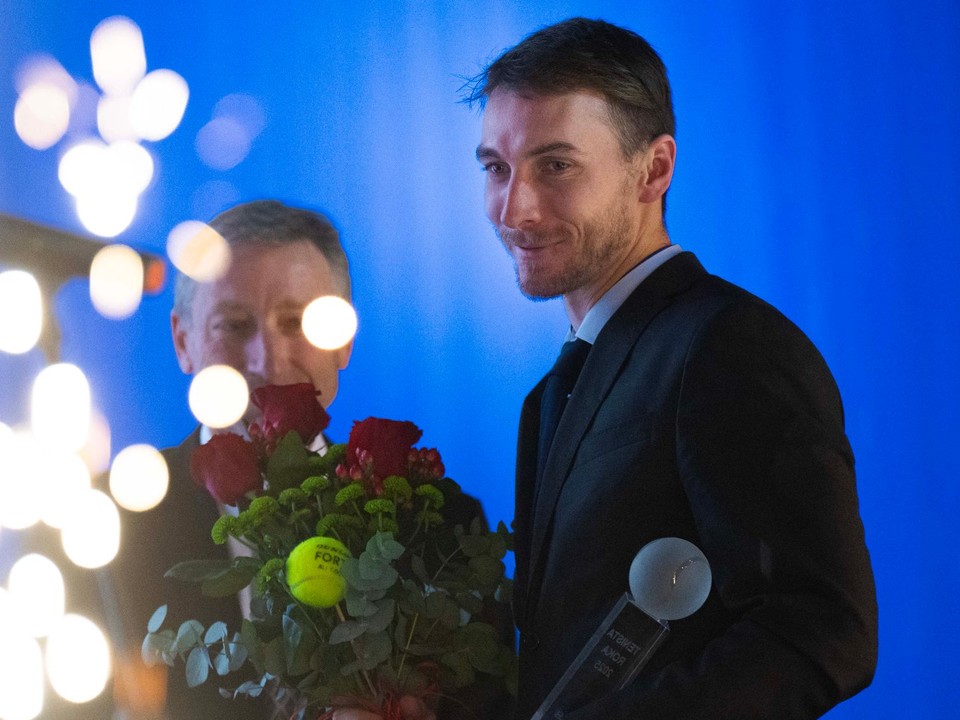 Na snímke ocenený Tenista roka Lukáš Klein počas odovzdávania ocenení Tenista roka 2025.