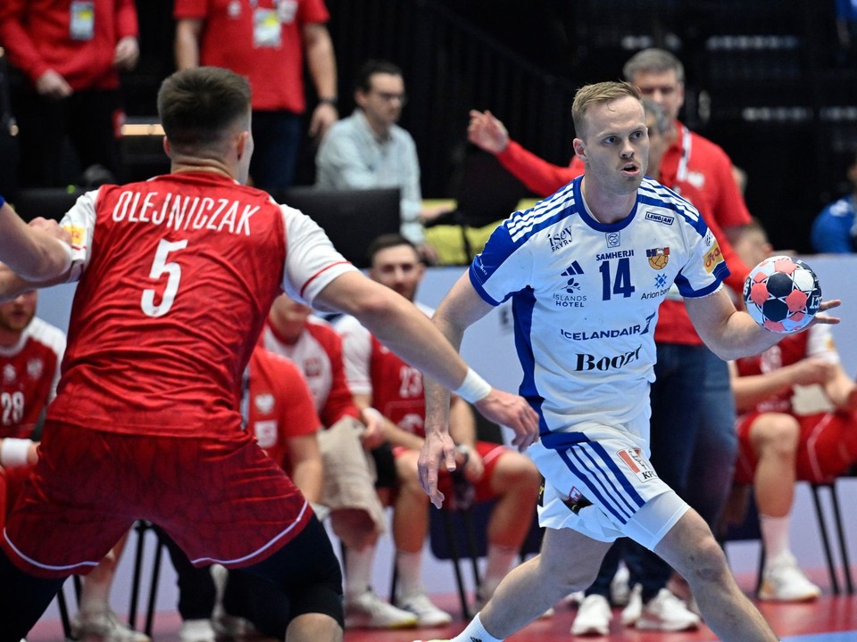 Fotka zo zápasu Poľsko – Island na ME v hádzanej 2026.