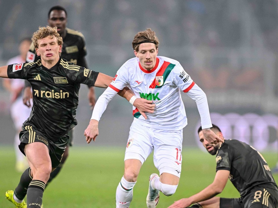 Momentka zo zápasu Augsburg - Union Berlín.