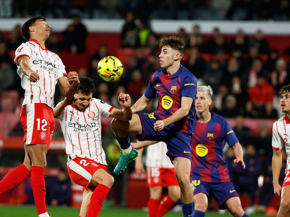 Momentka zo zápasu Girona - Barcelona.