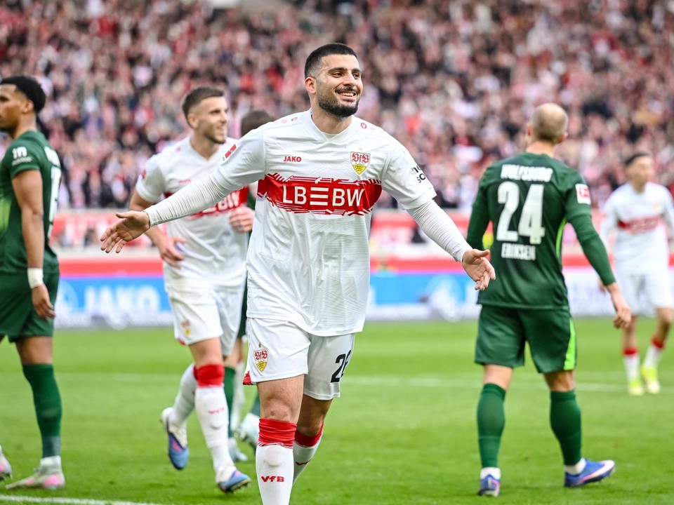 Momentka zo zápasu Stuttgart - Wolfsburg.