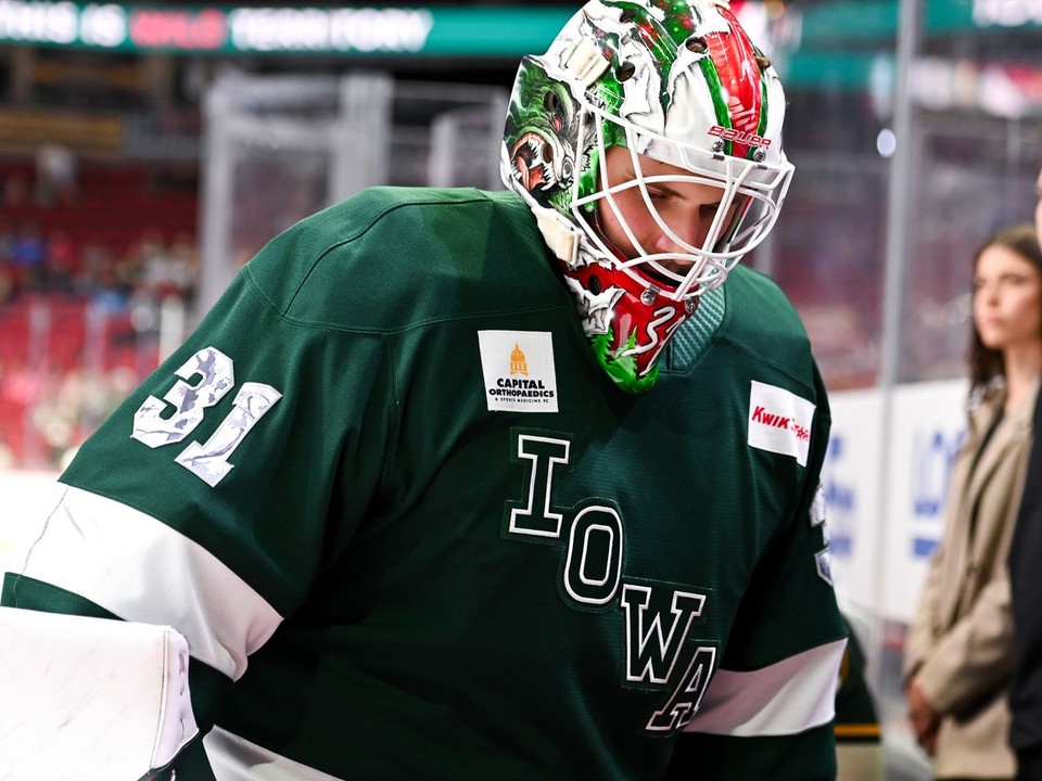 Slovenský brankár Samuel Hlavaj v službách tímu Iowa Wild. 