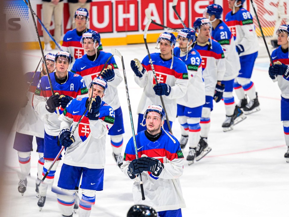 Hokejisti Slovenska počas MS v hokeji 2026. 