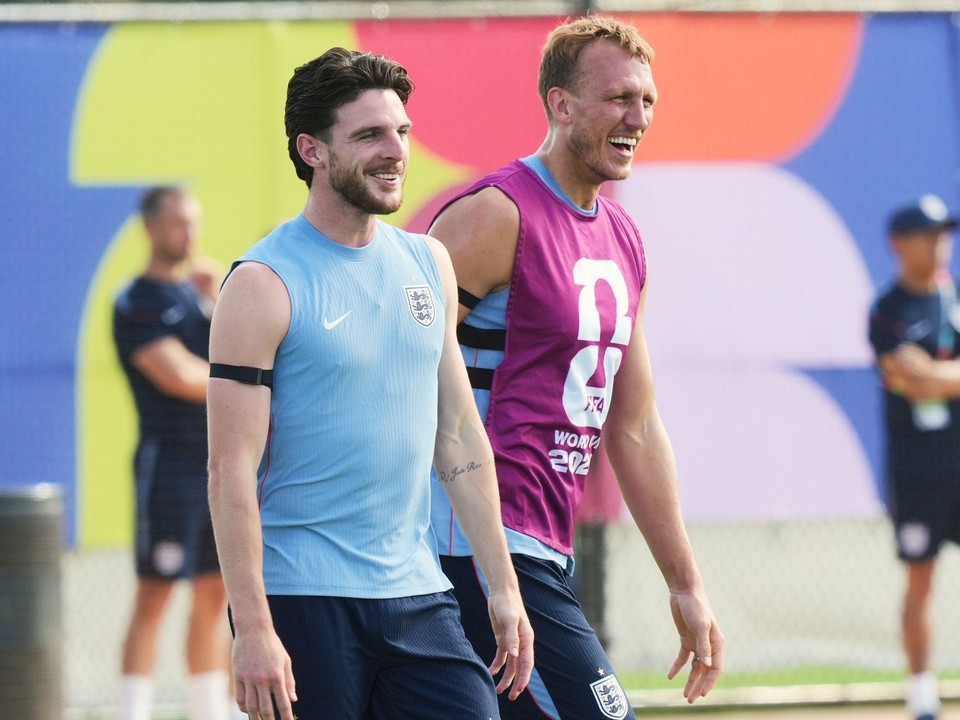 Na archívnej snímke z 10. júla 2026 hráč Anglicka Declan Rice počas tréningu pred štvrťfinálovým zápasom proti Nórsku na MS vo futbale.