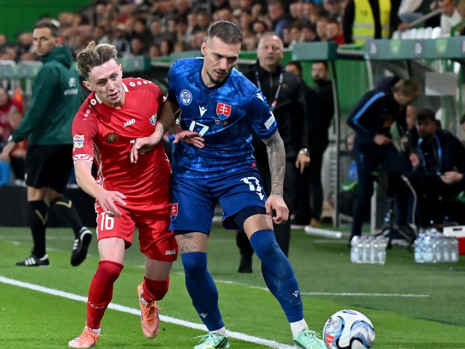 Momentka zo zápasu Slovensko - Moldavsko v Lige národov