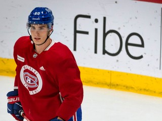 Juraj Slafkovský na tréningu Montrealu Canadiens.