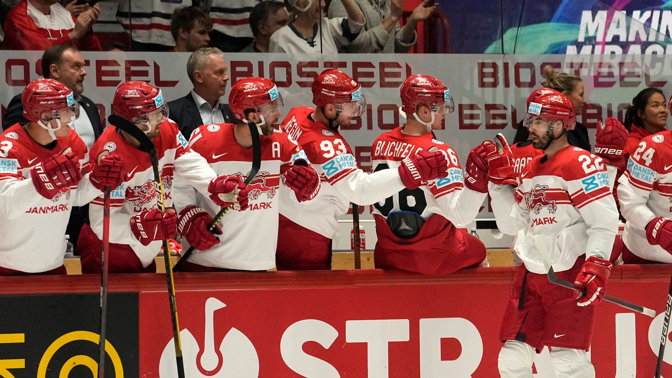 Dánsko na MS v hokeji 2022 v zápase proti Kanade.