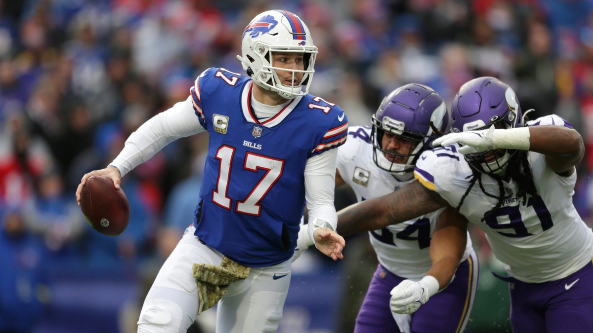 Na snímke je quarterback tímu Buffalo Bills Josh Allen.