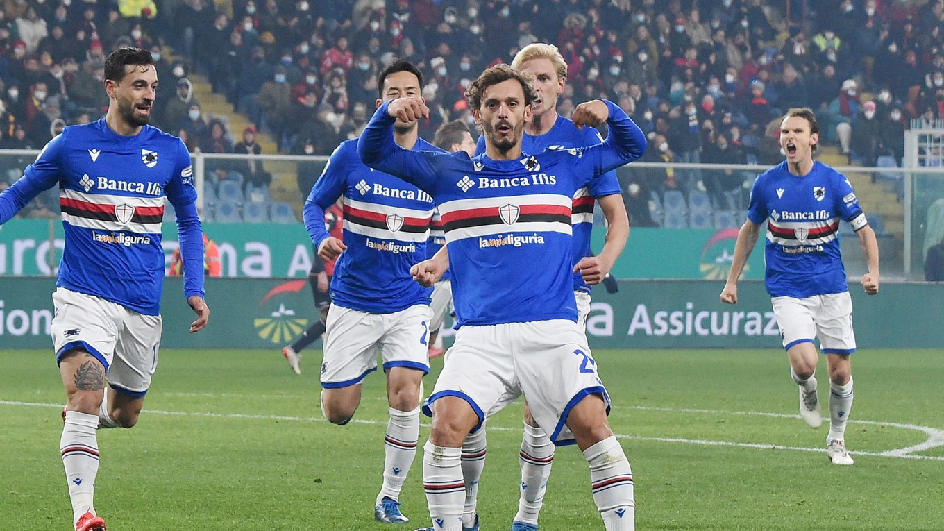 Radosť futbalistov klubu Sampdoria Janov.