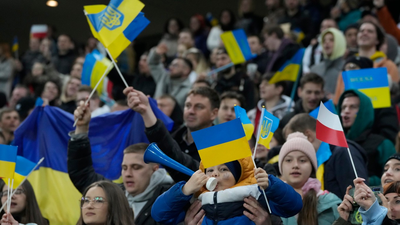 Ukrajinskí fanúšikovia.