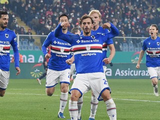 Radosť futbalistov klubu Sampdoria Janov.